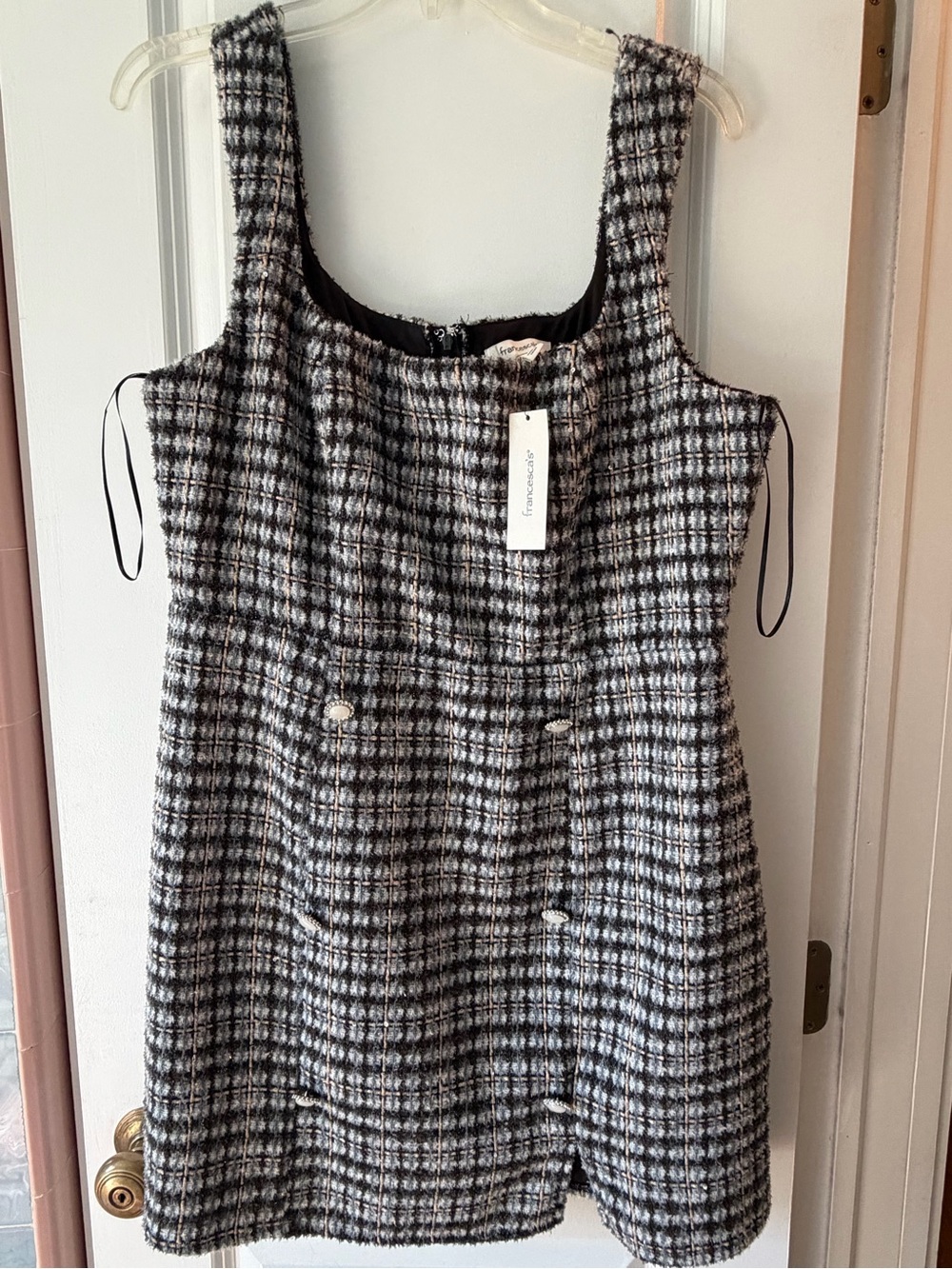 Francesca's Navy and Black Tweed Pinafore